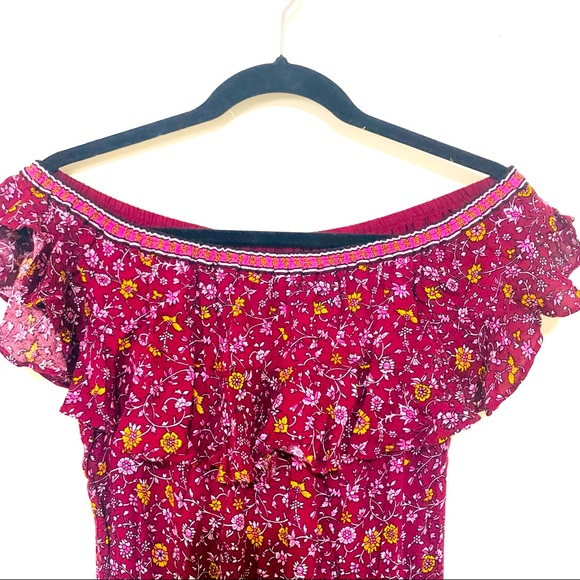 Chelsea & Violet Off Shoulder Ruffle Floral Jumpsuit Women size S - Picture 5 of 11